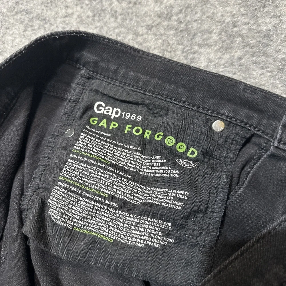 Gap 1969 True Skinny Jeans Women's Size 30L‎ Long Black Distressed Denim